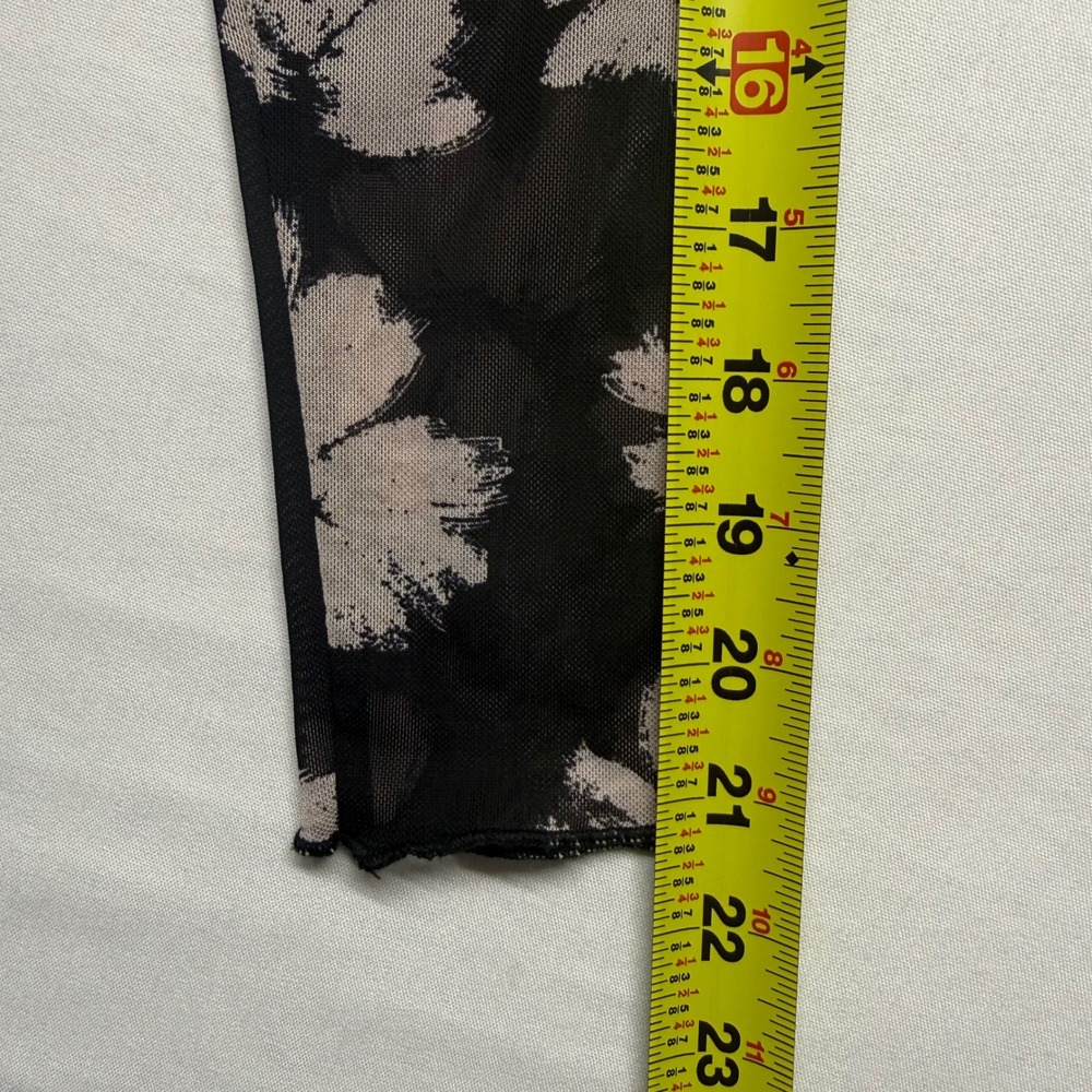 Sheer Mesh Floral Crop Top Long Sleeve Y2K Whimsigoth Grunge XS S - Picture 9 of 9